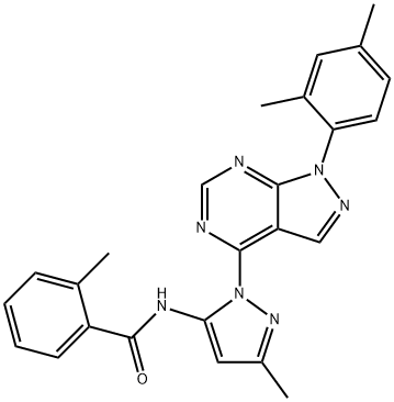 N-[2-[1-(2,4-dimethylphenyl)pyrazolo[3,4-d]pyrimidin-4-yl]-5-methylpyrazol-3-yl]-2-methylbenzamide Structure