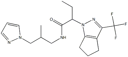 N-(2-methyl-3-pyrazol-1-ylpropyl)-2-[3-(trifluoromethyl)-5,6-dihydro-4H-cyclopenta[c]pyrazol-1-yl]butanamide Structure