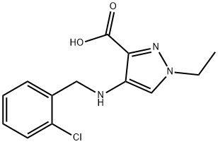 4-[(2-Chlorobenzyl)amino]-1-ethyl-1H-pyrazole-3-carboxylic acid 구조식 이미지
