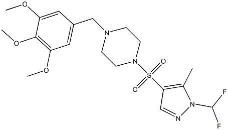 1-[1-(difluoromethyl)-5-methylpyrazol-4-yl]sulfonyl-4-[(3,4,5-trimethoxyphenyl)methyl]piperazine Structure