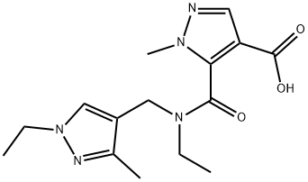 5-((Ethyl[(1-ethyl-3-methyl-1H-pyrazol-4-yl)methyl]amino)carbonyl)-1-methyl-1H-pyrazole-4-carboxylic acid 구조식 이미지