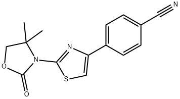 Benzonitrile, 4-[2-(4,4-dimethyl-2-oxo-3-oxazolidinyl)-4-thiazolyl]- Structure