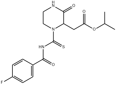 isopropyl (1-{[(4-fluorobenzoyl)amino]carbonothioyl}-3-oxo-2-piperazinyl)acetate 구조식 이미지