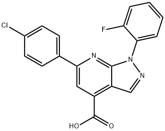 6-(4-Chlorophenyl)-1-(2-fluorophenyl)pyrazolo[3,4-b]pyridine-4-carboxylic acid Structure