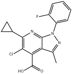 5-Chloro-6-cyclopropyl-1-(2-fluorophenyl)-3-methyl-1H-pyrazolo[3,4-b]pyridine-4-carboxylic acid 구조식 이미지