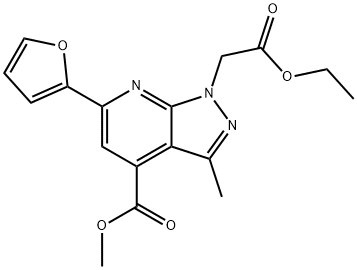 methyl 1-(2-ethoxy-2-oxoethyl)-6-(2-furyl)-3-methyl-1H-pyrazolo[3,4-b]pyridine-4-carboxylate 구조식 이미지