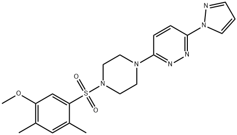 3-[4-(5-methoxy-2,4-dimethylphenyl)sulfonylpiperazin-1-yl]-6-pyrazol-1-ylpyridazine Structure