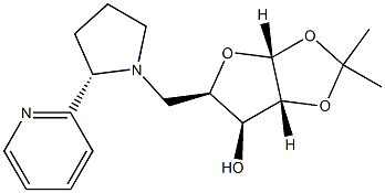 (3aR,5R,6S,6aR)-2,2-dimethyl-5-{[(2S)-2-(pyridin-2-yl)pyrrolidin-1-yl]methyl}-tetrahydro-2H-furo[2,3-d][1,3]dioxol-6-ol 구조식 이미지