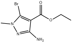 3-Amino-5-bromo-1-methyl-1H-pyrazole-4-carboxylic acid ethyl ester 구조식 이미지