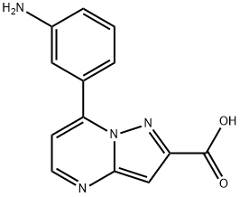 7-(3-Aminophenyl)pyrazolo[1,5-a]pyrimidine-2-carboxylic acid 구조식 이미지