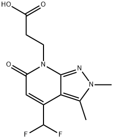 3-[4-(Difluoromethyl)-2,3-dimethyl-6-oxo-2,6-dihydro-7H-pyrazolo[3,4-b]pyridin-7-yl]propanoic acid 구조식 이미지