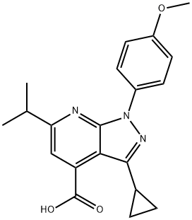 3-Cyclopropyl-6-isopropyl-1-(4-methoxyphenyl)pyrazolo[3,4-b]pyridine-4-carboxylic acid Structure