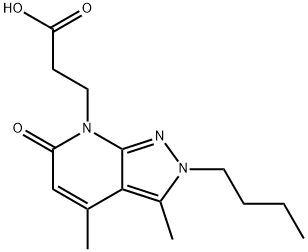 3-(2-Butyl-3,4-dimethyl-6-oxo-2,6-dihydro-7H-pyrazolo[3,4-b]pyridin-7-yl)propanoic acid 구조식 이미지