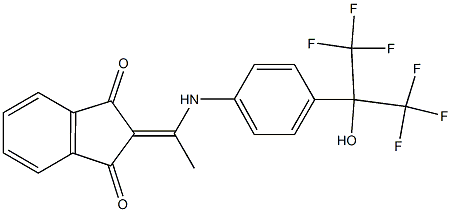 2-[1-[4-(1,1,1,3,3,3-hexafluoro-2-hydroxypropan-2-yl)anilino]ethylidene]indene-1,3-dione Structure