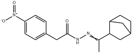 N-[(E)-1-(3-bicyclo[2.2.1]heptanyl)ethylideneamino]-2-(4-nitrophenyl)acetamide 구조식 이미지