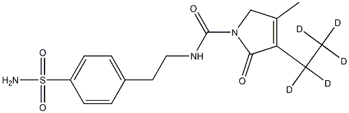 3-methyl-5-oxo-4-(1,1,2,2,2-pentadeuterioethyl)-N-[2-(4-sulfamoylphenyl)ethyl]-2H-pyrrole-1-carboxamide 구조식 이미지