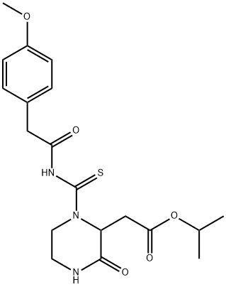 isopropyl [1-({[(4-methoxyphenyl)acetyl]amino}carbonothioyl)-3-oxo-2-piperazinyl]acetate 구조식 이미지