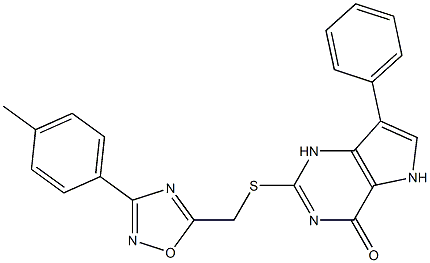 2-[[3-(4-methylphenyl)-1,2,4-oxadiazol-5-yl]methylsulfanyl]-7-phenyl-1,5-dihydropyrrolo[3,2-d]pyrimidin-4-one Structure