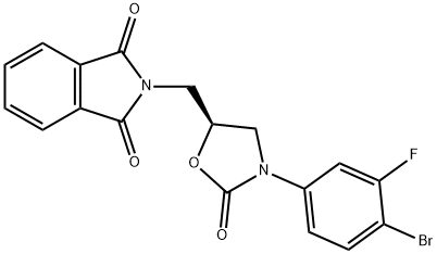 (S)-2-((3-(4-bromo-3-fluorophenyl)-2-oxooxazolidin-5-yl)methyl)isoindoline-1,3-dione 구조식 이미지