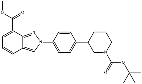 methyl 2-(4-(1-(tert-butoxycarbonyl)piperidin-3-yl)phenyl)-2H-indazole-7-carboxylate 구조식 이미지