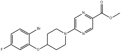 methyl 5-(4-(2-bromo-5-fluorophenoxy)piperidin-1-yl)pyrazine-2-carboxylate Structure