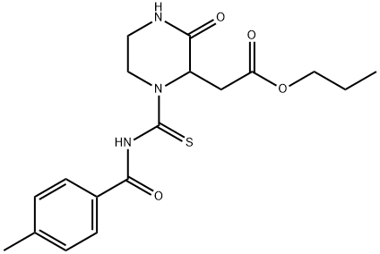 propyl (1-{[(4-methylbenzoyl)amino]carbonothioyl}-3-oxo-2-piperazinyl)acetate Structure