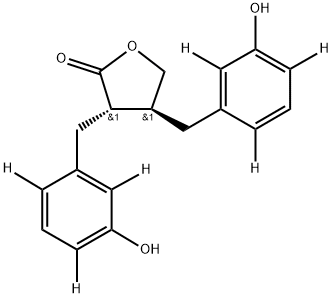 (3S,4S)-3,4-bis[(2,4,6-trideuterio-3-hydroxyphenyl)methyl]oxolan-2-one 구조식 이미지