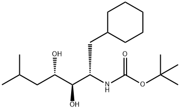 tert-butyl ((2S,3R,4S)-1-cyclohexyl-3,4-dihydroxy-6-methylheptan-2-yl)carbamate Structure