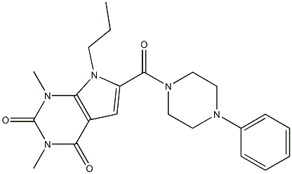 1,3-dimethyl-6-(4-phenylpiperazine-1-carbonyl)-7-propylpyrrolo[2,3-d]pyrimidine-2,4-dione Structure