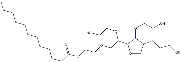 2-[2-[3,4-bis(2-hydroxyethoxy)oxolan-2-yl]-2-(2-hydroxyethoxy)ethoxy]ethyl dodecanoate Structure