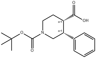 Cis-1-(Tert-Butoxycarbonyl)-3-Phenylpiperidine-4-Carboxylic Acid 구조식 이미지