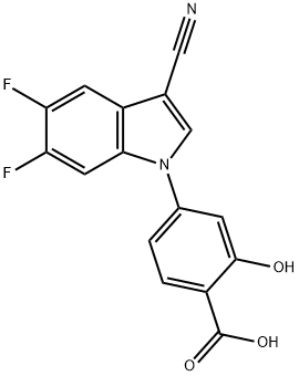 Benzoic acid, 4-(3-cyano-5,6-difluoro-1H-indol-1-yl)-2-hydroxy- Structure