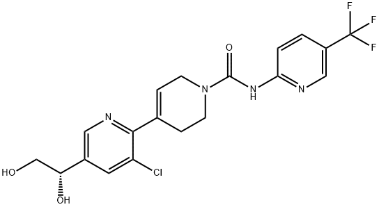 4-[3-chloro-5-[(1S)-1,2-dihydroxyethyl]pyridin-2-yl]-N-[5-(trifluoromethyl)pyridin-2-yl]-3,6-dihydro-2H-pyridine-1-carboxamide 구조식 이미지