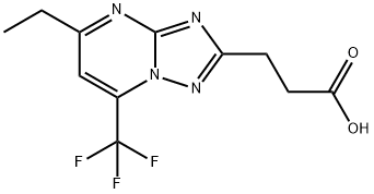 3-[5-Ethyl-7-(trifluoromethyl)-[1,2,4]triazolo[1,5-a]pyrimidin-2-yl]propanoic acid 구조식 이미지