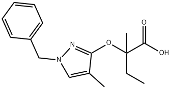 2-[(1-Benzyl-4-methyl-1H-pyrazol-3-yl)oxy]-2-methylbutanoic acid Structure