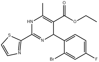 ethyl 4-(2-bromo-4-fluorophenyl)-6-methyl-2-(thiazol-2-yl)-1,4-dihydropyrimidine-5-carboxylate 구조식 이미지
