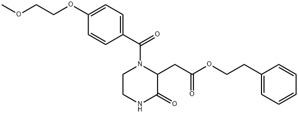 2-phenylethyl {1-[4-(2-methoxyethoxy)benzoyl]-3-oxo-2-piperazinyl}acetate 구조식 이미지