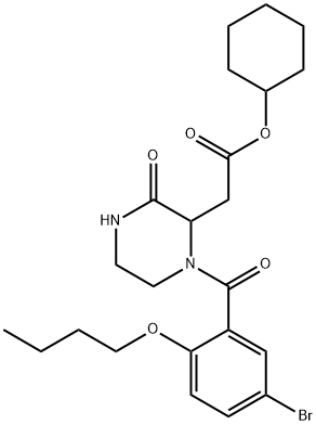 cyclohexyl [1-(5-bromo-2-butoxybenzoyl)-3-oxo-2-piperazinyl]acetate 구조식 이미지