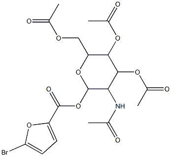 5-acetamido-2-(acetoxymethyl)-6-((5-bromofuran-2-carbonyl)oxy)tetrahydro-2H-pyran-3,4-diyl diacetate Structure