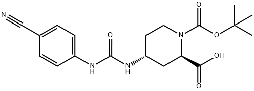 (2R,4R)-1-(tert-Butoxycarbonyl)-4-[3-(4-cyanophenyl)ureido]piperidine-2-carboxylic Acid 구조식 이미지