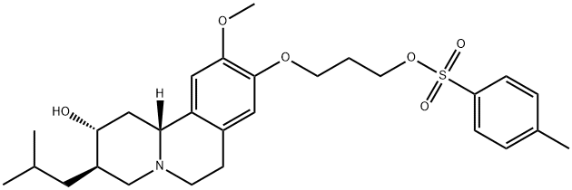 3-(((2R,3R,11bR)-2-hydroxy-3-isobutyl-10-methoxy-2,3,4,6,7,11b-hexahydro-1H-pyrido[2,1-a]isoquinolin-9-yl)oxy)propyl 4-methylbenzenesulfonate Structure