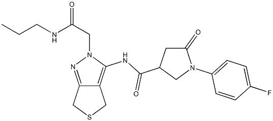 1-(4-fluorophenyl)-5-oxo-N-[2-[2-oxo-2-(propylamino)ethyl]-4,6-dihydrothieno[3,4-c]pyrazol-3-yl]pyrrolidine-3-carboxamide Structure