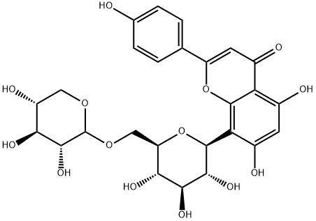 4H-1-Benzopyran-4-one,5,7-dihydroxy-2-(4-hydroxyphenyl)-8-(6-O-D-xylopyranosyl-b-D-glucopyranosyl)- Structure