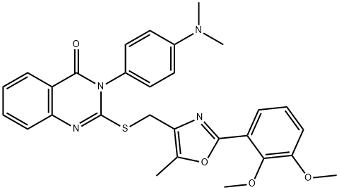 2-[[2-(2,3-dimethoxyphenyl)-5-methyl-1,3-oxazol-4-yl]methylsulfanyl]-3-[4-(dimethylamino)phenyl]quinazolin-4-one Structure