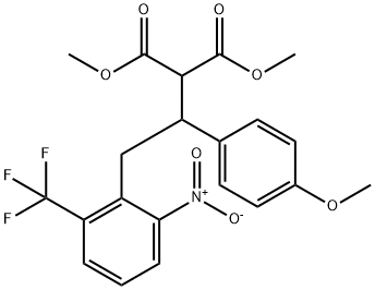 dimethyl 2-(1-(4-methoxyphenyl)-2-(2-nitro-6-(trifluoromethyl)phenyl)ethyl)malonate Structure