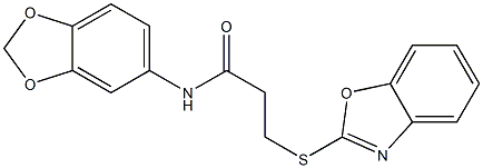 N-(1,3-benzodioxol-5-yl)-3-(1,3-benzoxazol-2-ylsulfanyl)propanamide Structure