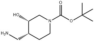 tert-butyl (3S,4R)-4-(aminomethyl)-3-hydroxypiperidine-1-carboxylate 구조식 이미지