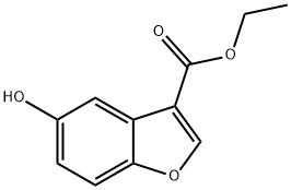 3-Benzofurancarboxylic acid, 5-hydroxy-, ethyl ester 구조식 이미지
