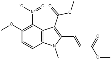 methyl (E)-5-methoxy-2-(3-methoxy-3-oxoprop-1-en-1-yl)-1-methyl-4-nitro-1H-indole-3-carboxylate Structure