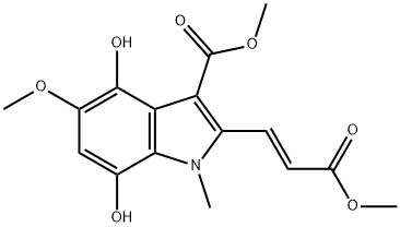 methyl (E)-4,7-dihydroxy-5-methoxy-2-(3-methoxy-3-oxoprop-1-en-1-yl)-1-methyl-1H-indole-3-carboxylate Structure